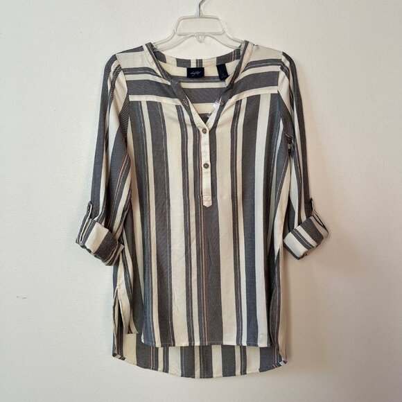 Daytrip from Buckle Henley Long Sleeve Striped Long Shirt - Picture 1 of 15